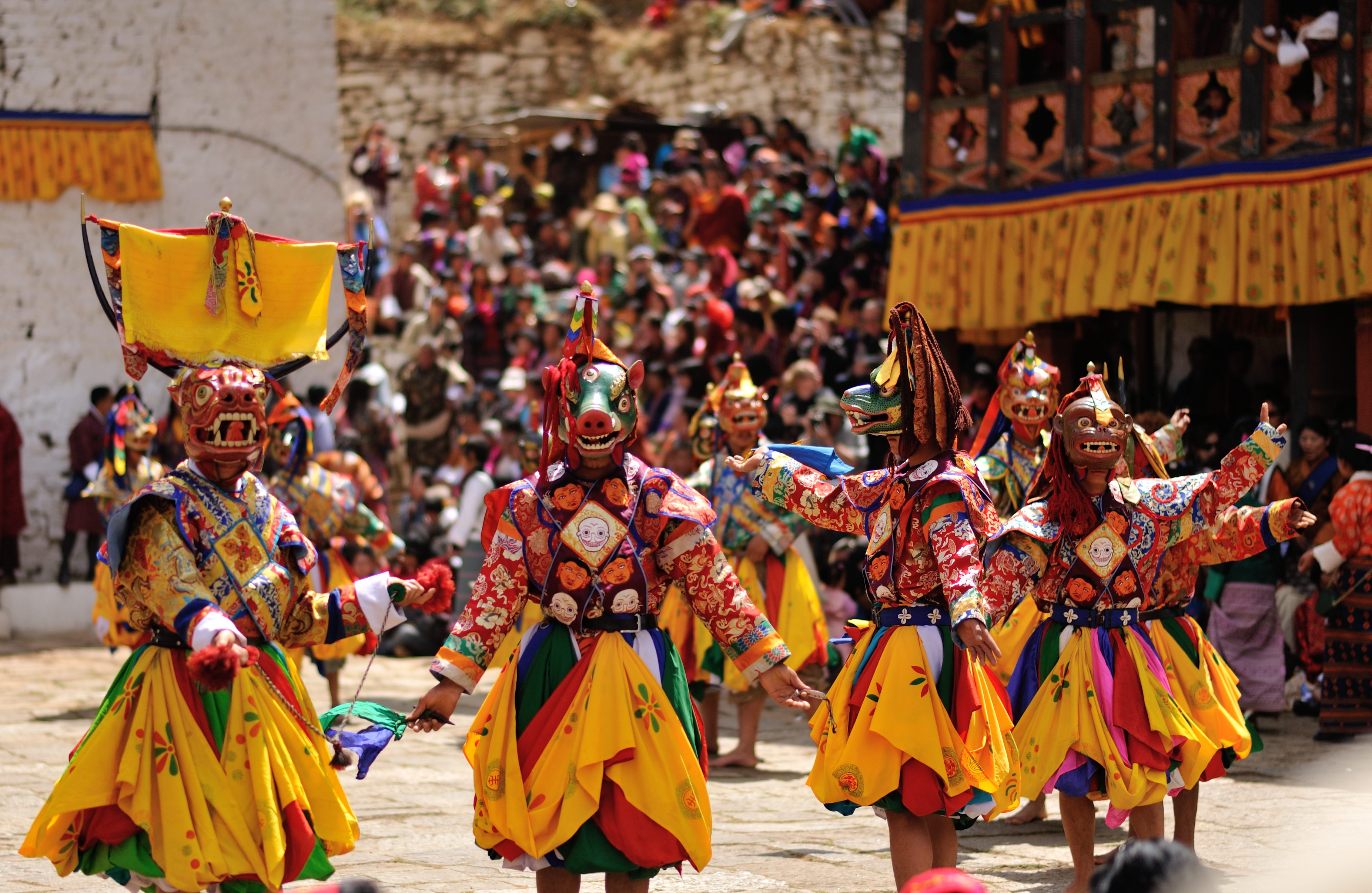 Masked dance at the Paro tshechu festival